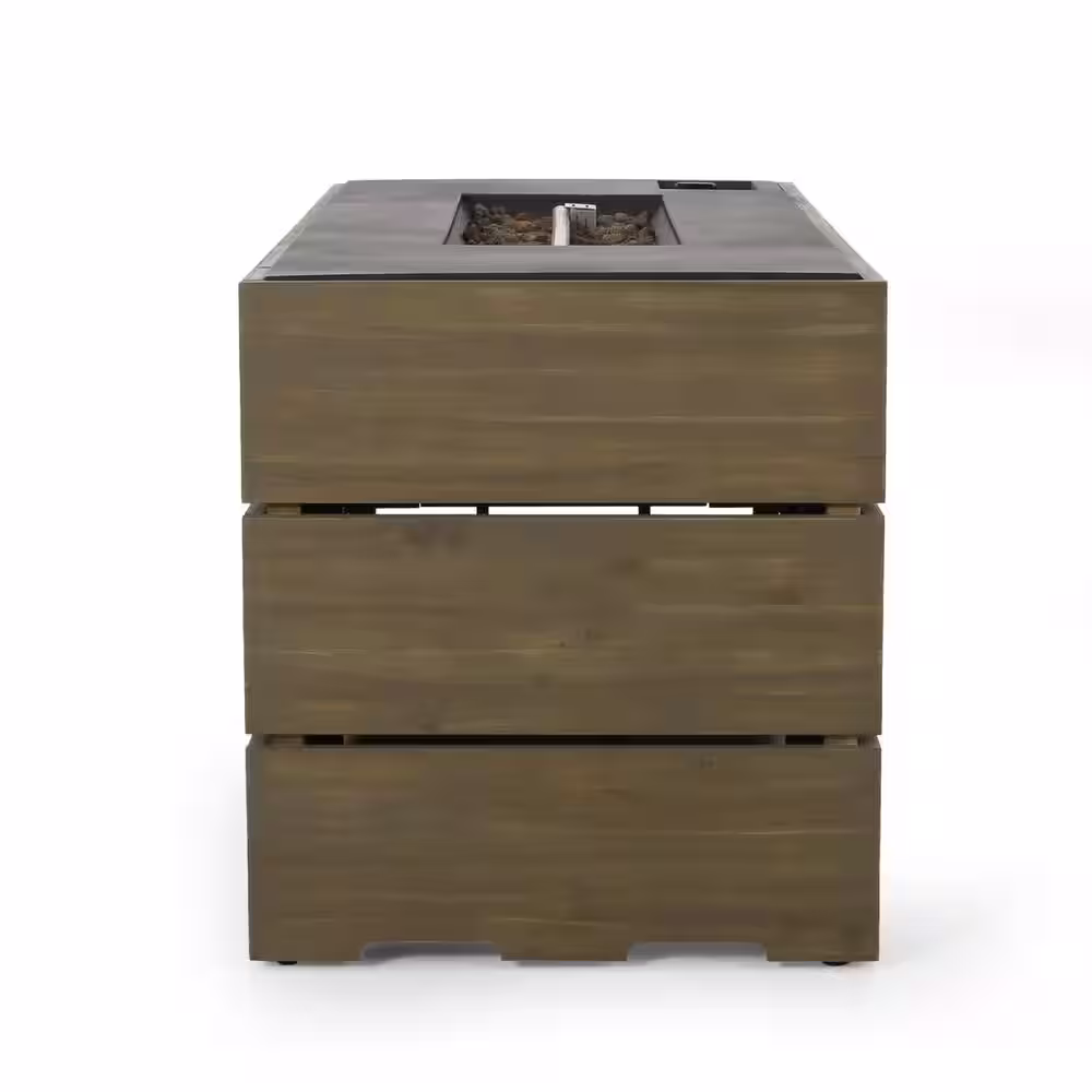 Noble House Barnsley Gray Rectangular Wood Fire Pit Table