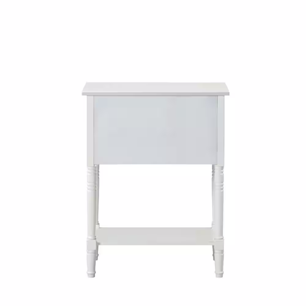 Convenience Concepts Kendra 23.75 in. White Standard Rectangle Wood Console Table with 3 Drawers and Shelf