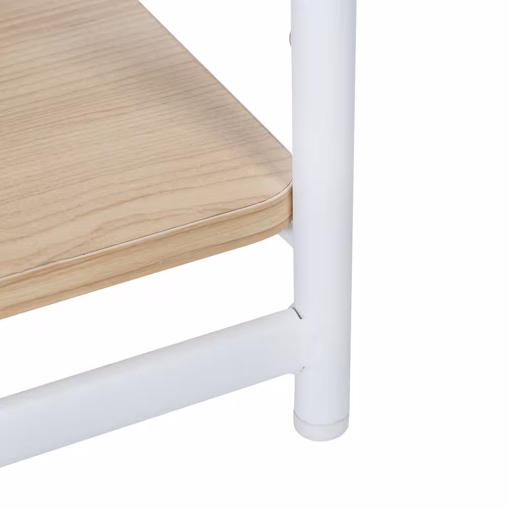 Honey-Can-Do Natural and White 3-Tier Steel Shelving Unit (15.7 in. W x 33.7 in. H x 11.8 in. D)