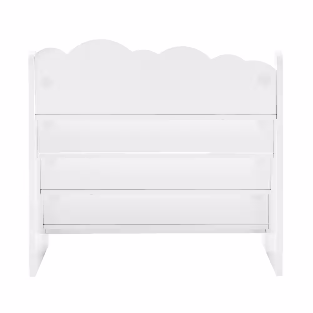 Welwick Designs 23.75 in. W White Wood 4-Shelf Modern Clouds Youth Book Rack