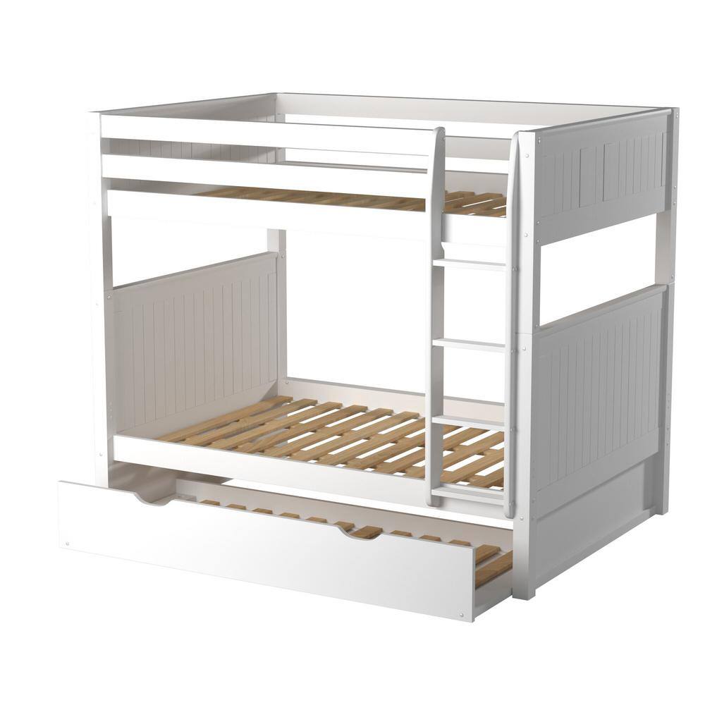 Camaflexi Panel White Full over Full Bunk Bed with Twin Trundle