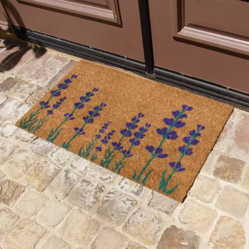 Rubber-Cal Purple English Lavender 18 in. x 30 in. Flower Doormat