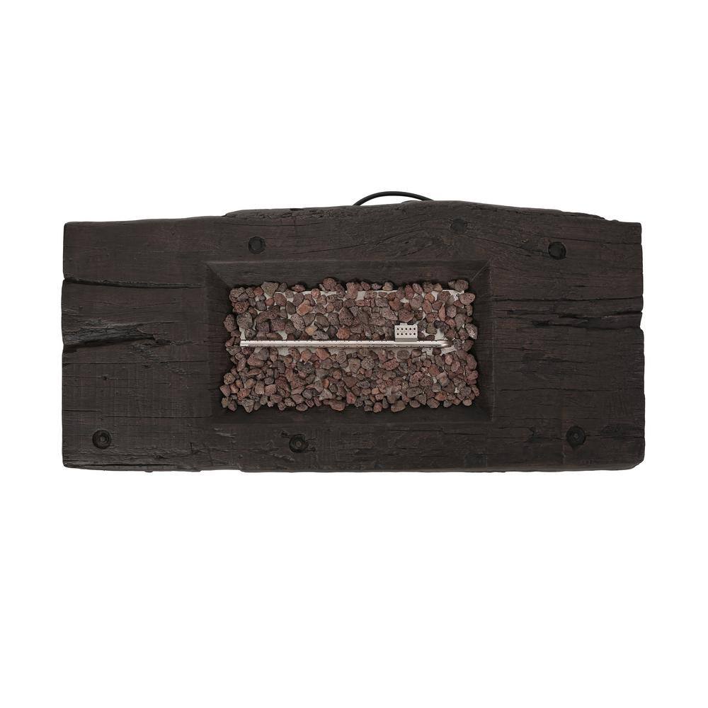 Noble House Barnes Brown Wood Stone Fire Pit (No Tank Holder)