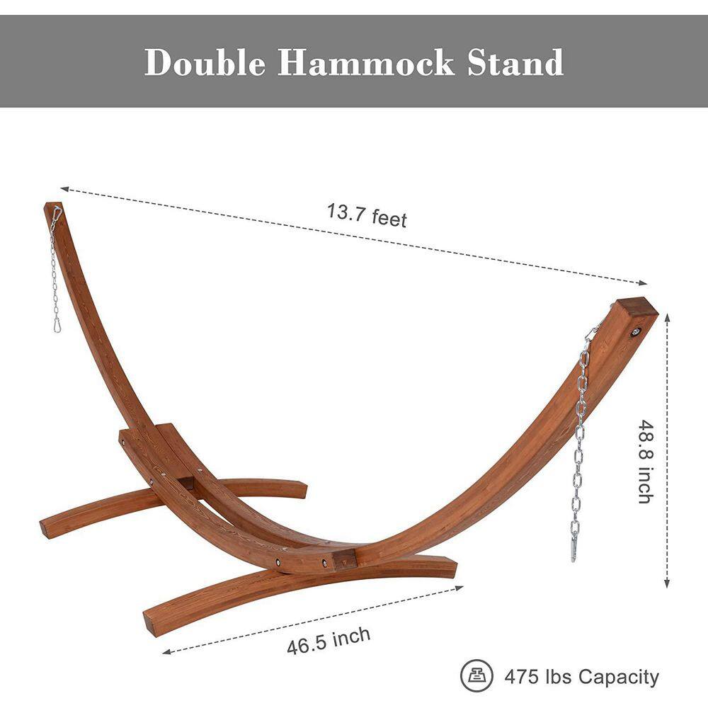 Atesun 14 ft. Wooden Hammock Stand Only, Heavy-Duty Pine Wood Arc Hammock Stand with Chains and Carabiners, 475 lbs. Capacity