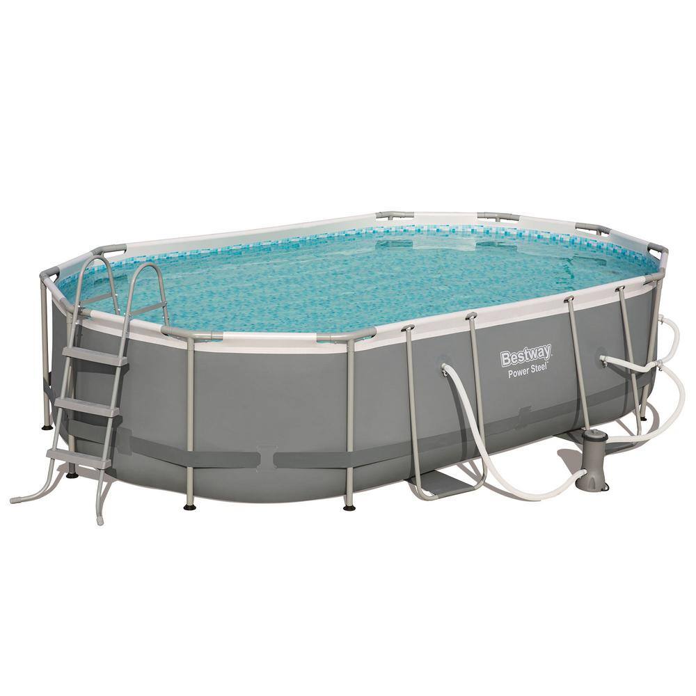 Bestway Steel 16 ft. x 10 ft. Metal Above Ground Pool Set and Maintenance Kit