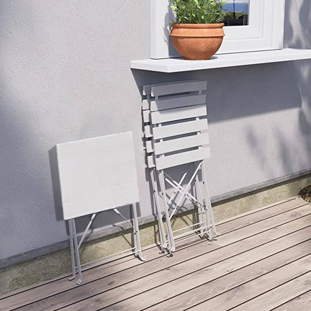 None 3-Piece Patio Bistro Set with Metal Foldable Table and Chairs