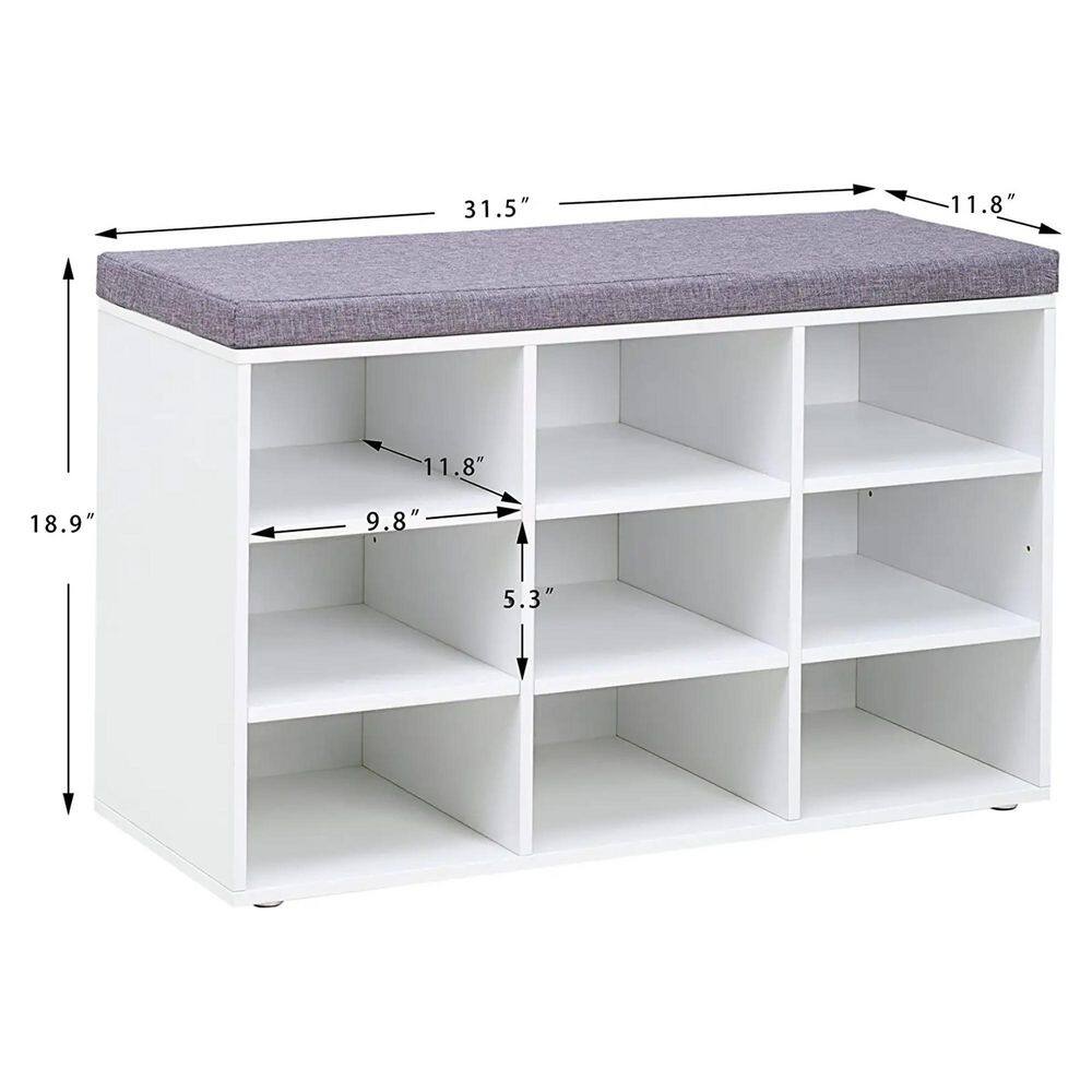 None 18.9 in. H 9-Pair 4-Tier White Wood Shoe Rack