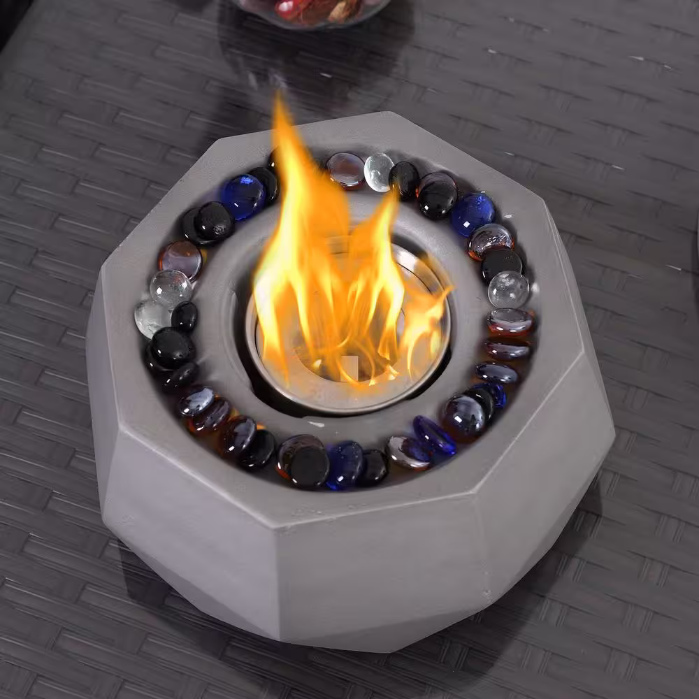 None 9 in. W x 4.5 in. H Round Ethanol TerraFab Grey Tabletop Fire Pit