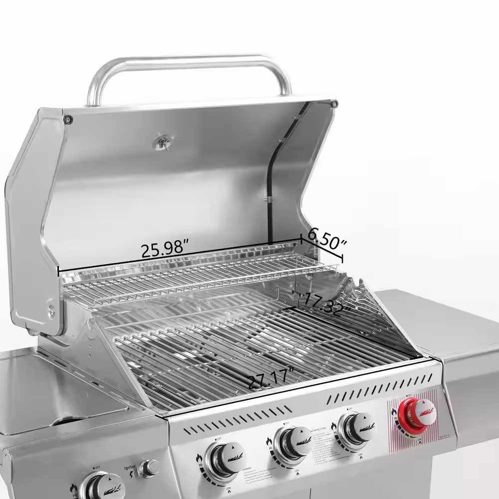 Royal Gourmet 4-Burner Propane Gas Grill in Stainless Steel with Sear Burner and Side Burner