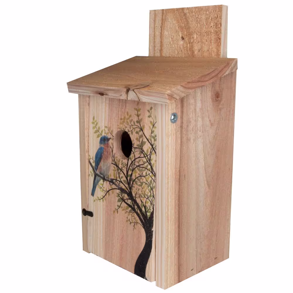 S and K Decorative Bird in Tree Cedar Blue Bird House