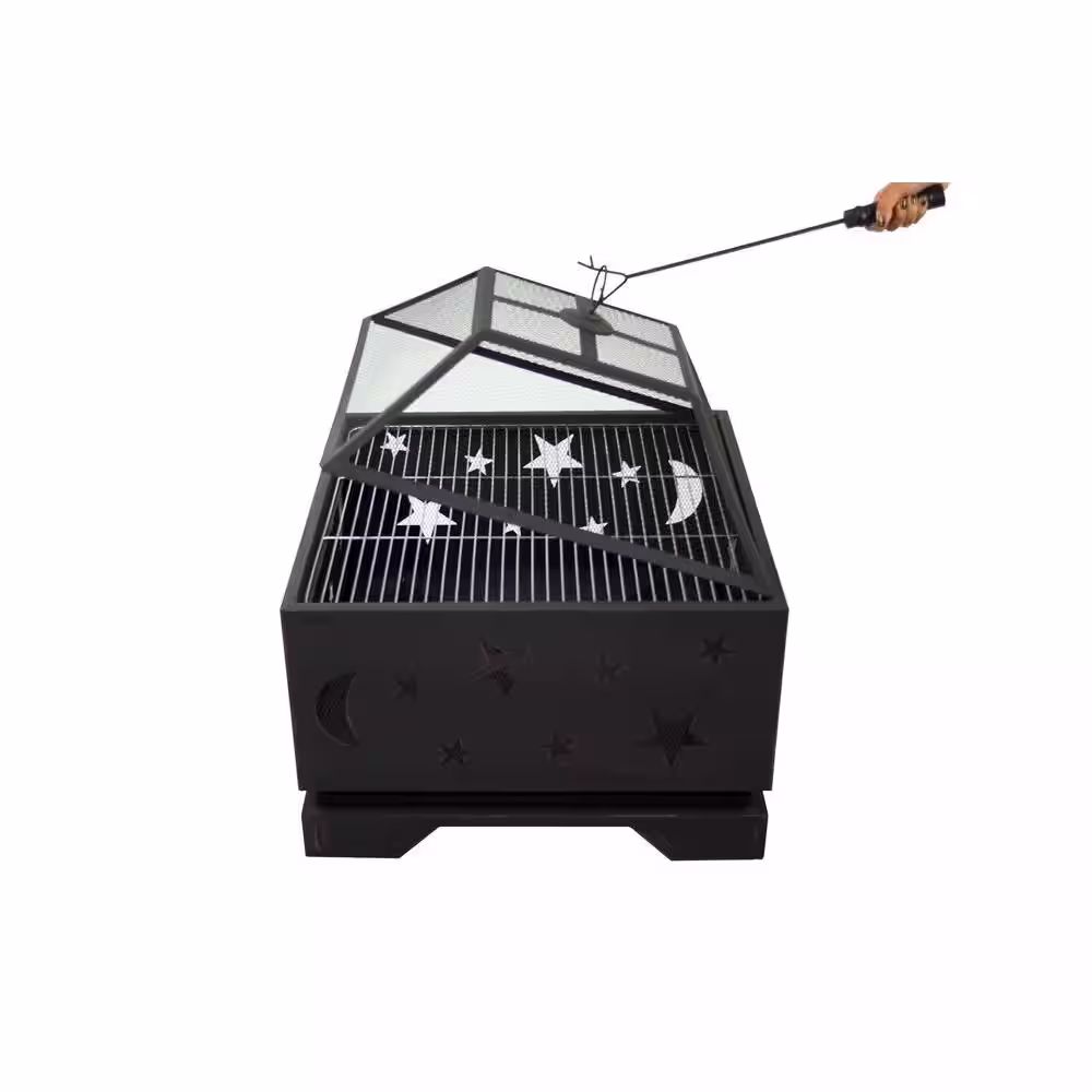 Pleasant Hearth Stargazer Deep Bowl 26 in. x 26 in. Square Steel Wood Fire Pit in Rubbed Bronze