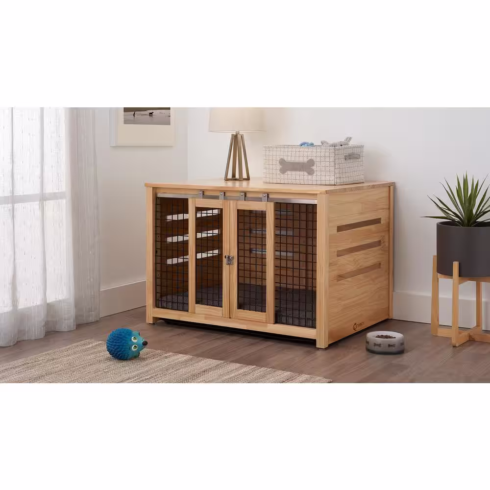 TRINITY 40 in. Pet Crate Accent Table - Natural