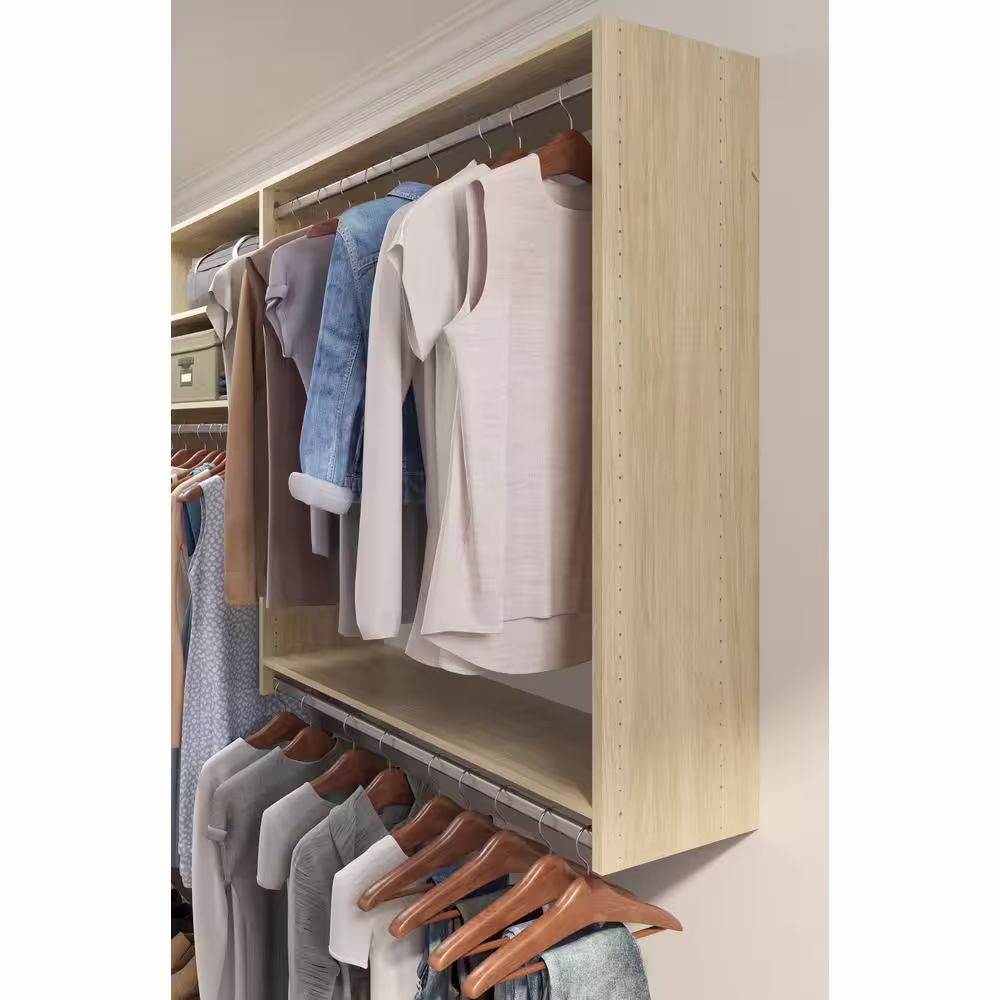 Closet Evolution 25.125 in. W Harvest Grain Double Hang Tower Unit 2-Shelf Wood Closet System