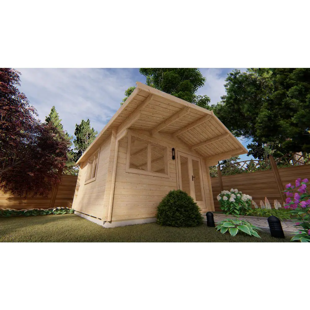 Hud-1 EZ Buildings Alva D Approximate Width (13 ft.) 13 ft. W x 13 ft. D Approximate Depth (13 ft.) Garden House D.I.Y. log Cabin Kit