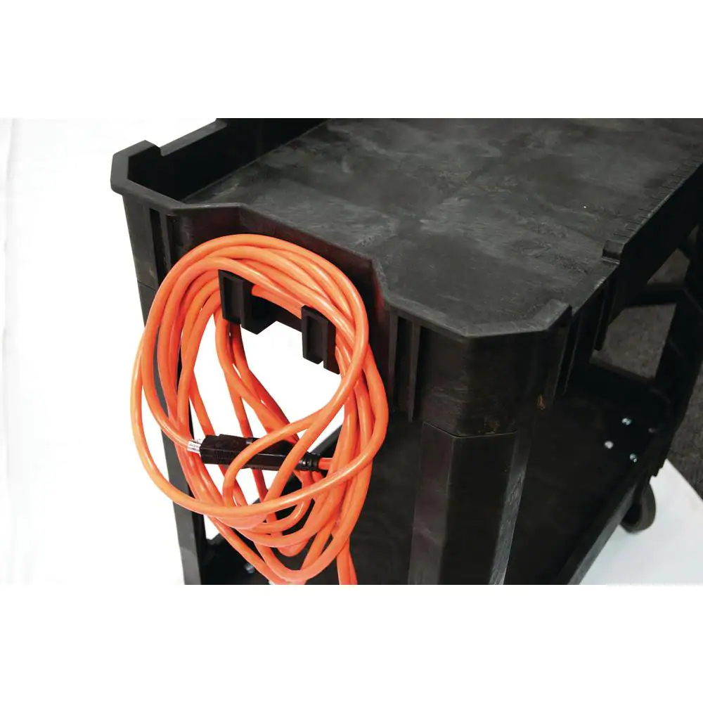 Husky 2-Tier Plastic 4-Wheeled Service Cart in Black