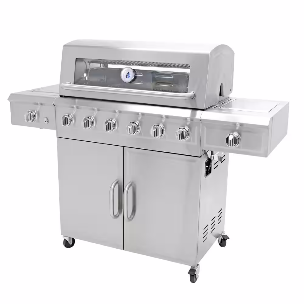 3 Embers 6 Burner Stainless Steel Dual Fuel Propane Gas Grill