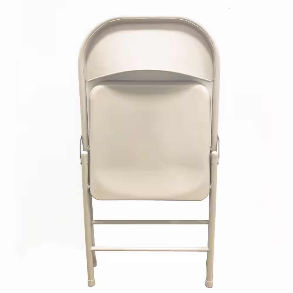 None Beige Metal Stackable Folding Chair