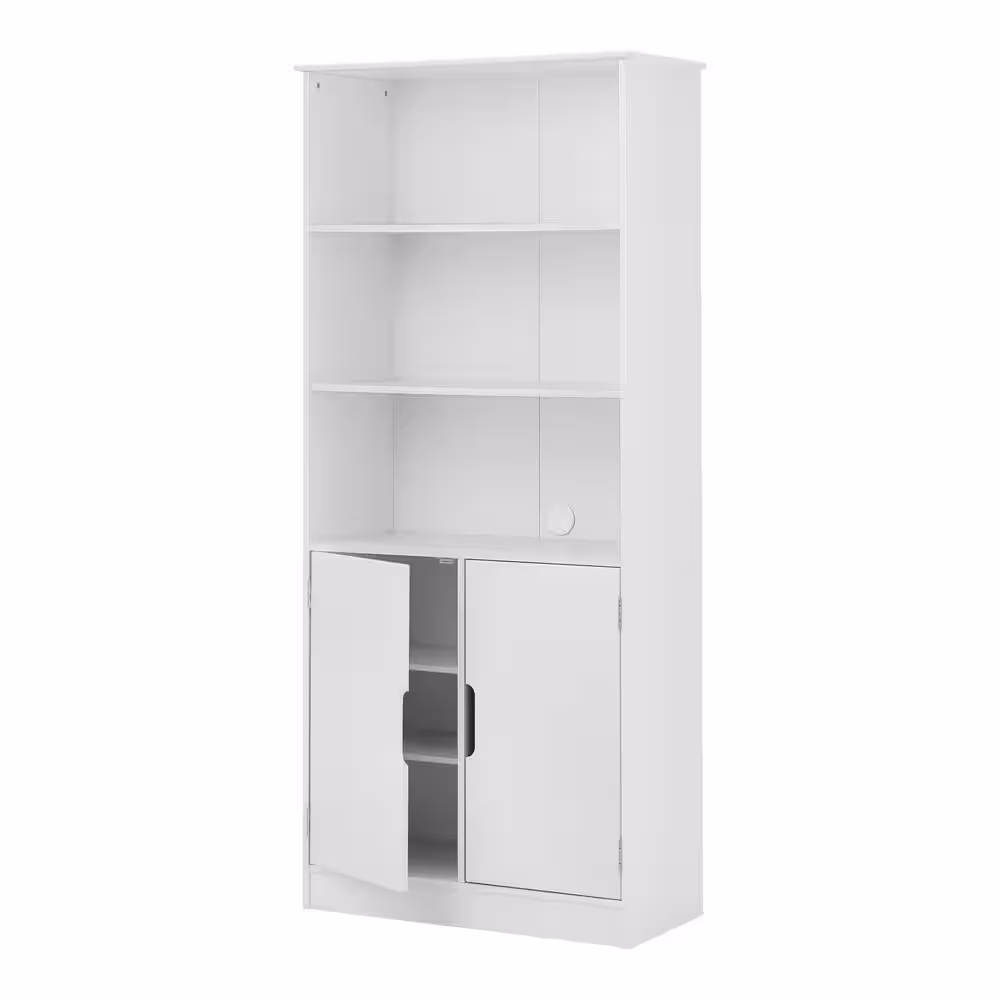 StyleWell Craft 72 In. White Bookcase with 2-Door Cabinet