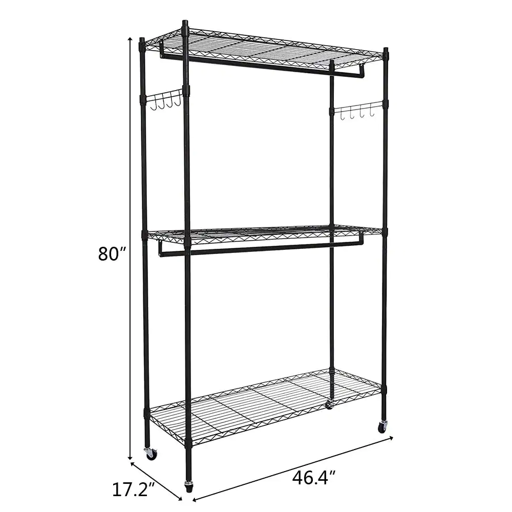 None Black Carbon Steell Clothes Rack 17.7 in. W x 79 in. H
