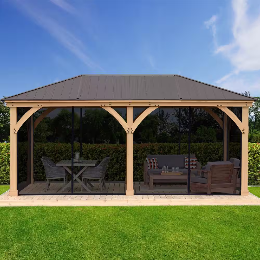 Yardistry Mosquito Mesh Kit to fit Meridian 12 ft. x 20 ft. Gazebo with UV resistant Phifer Material and Easy Glide Tracks