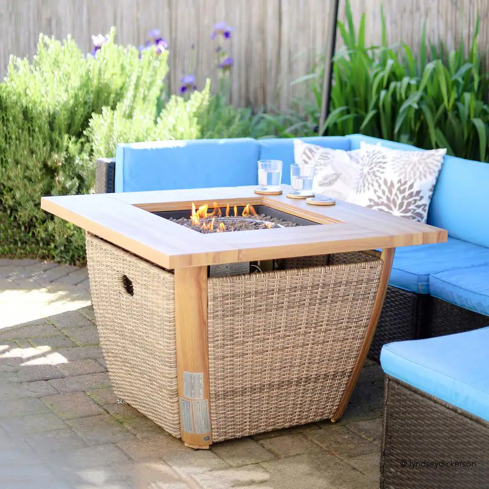 Sunjoy AmberCove Belson 37.99 in. W Outdoor Steel Propane Firepit Table