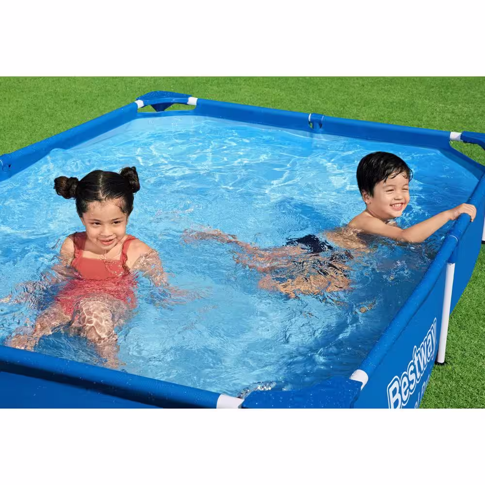 Bestway Pro 87 in. x 59 in. Rectangular 17 in. Deep Metal Frame Above Ground Pool