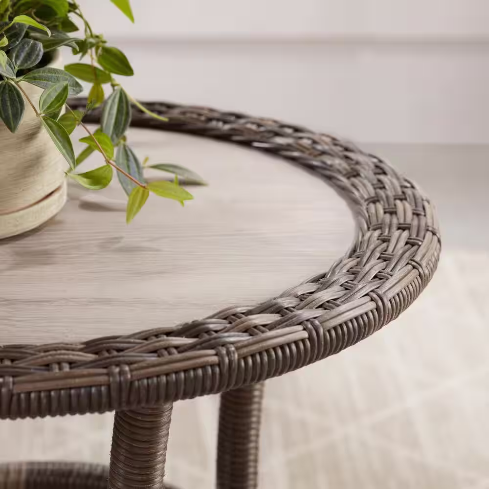 Hampton Bay Valley Spring 5-Piece Wicker Patio Conversation Set with Sienna Cushions