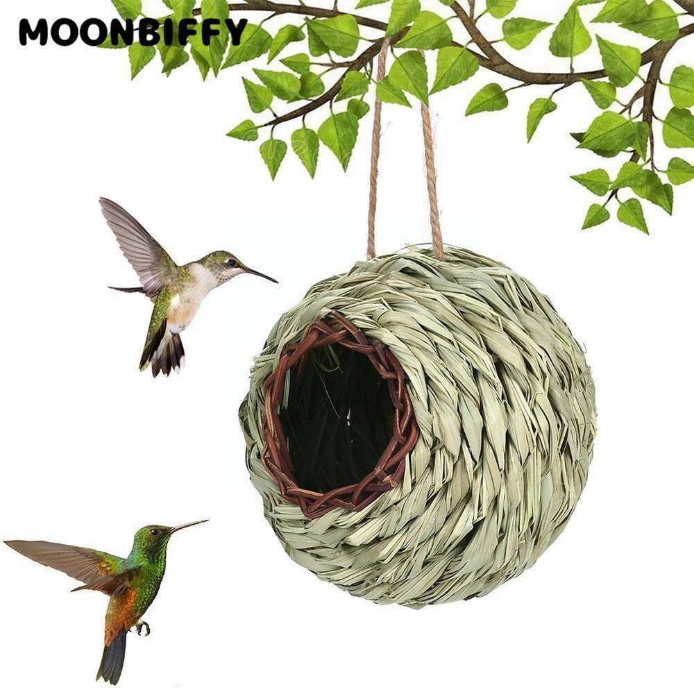 None Natural Grass Hung Bird for Garden Charming Decorative Hummingbird House