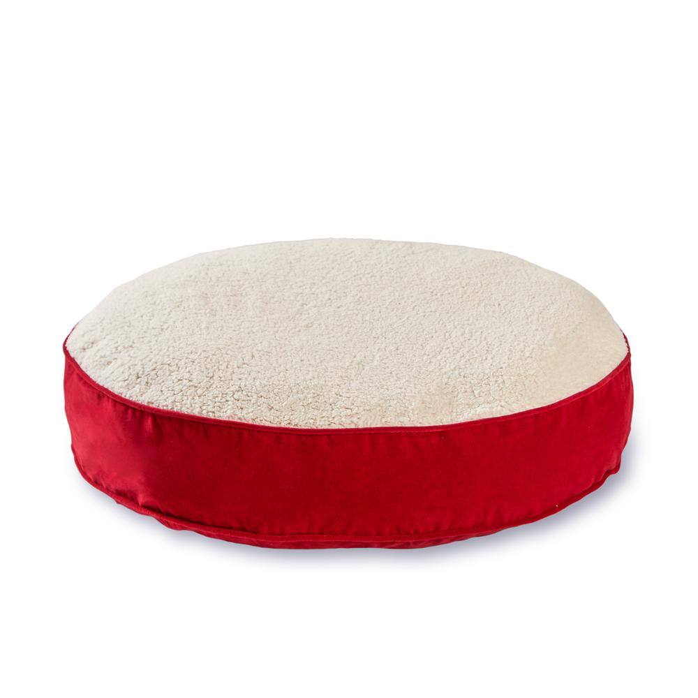 Happy Hounds Lucy Crimson Sherpa Round Pillow Cat Bed