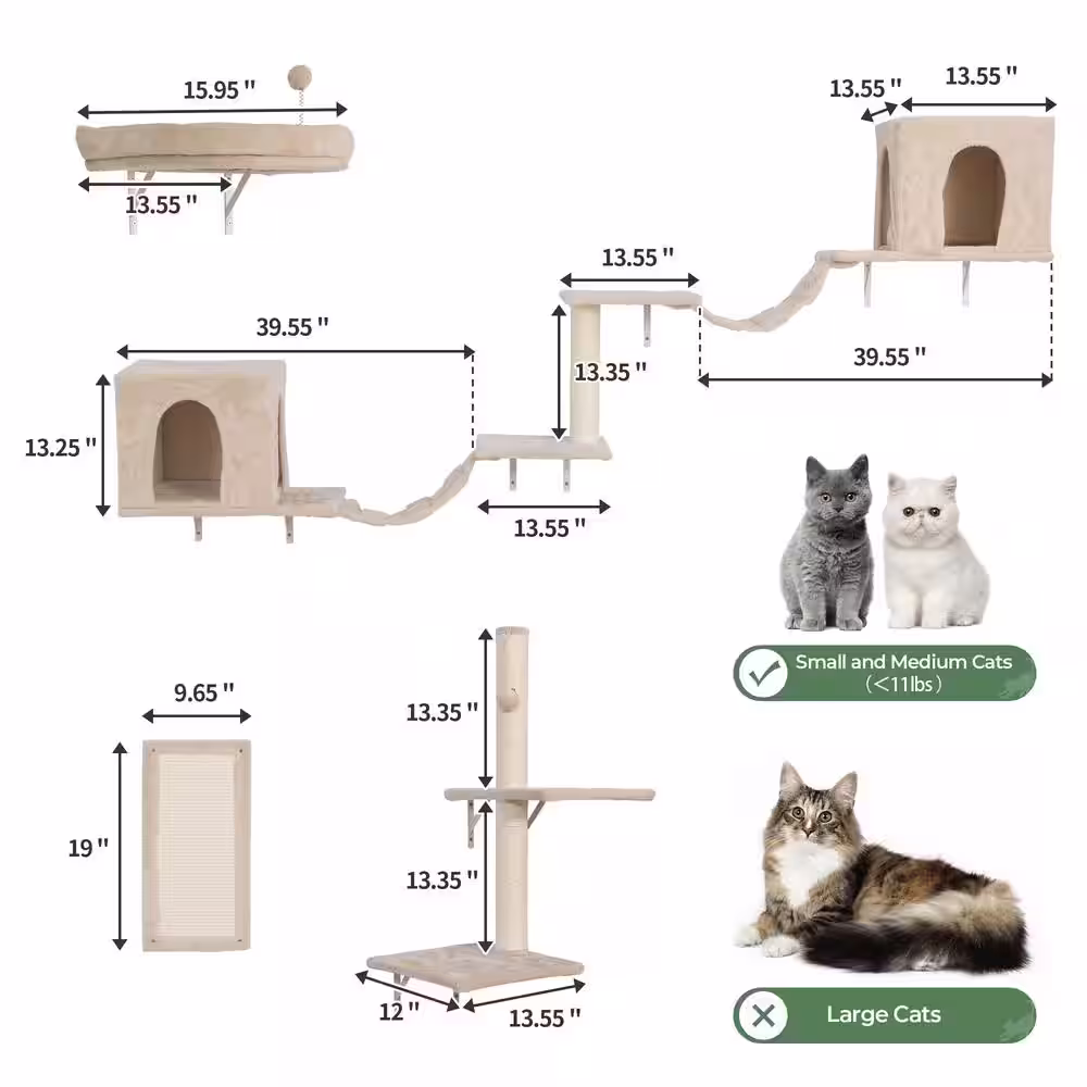 COZIWOW Wall Mounted Cat Tree Climber Set