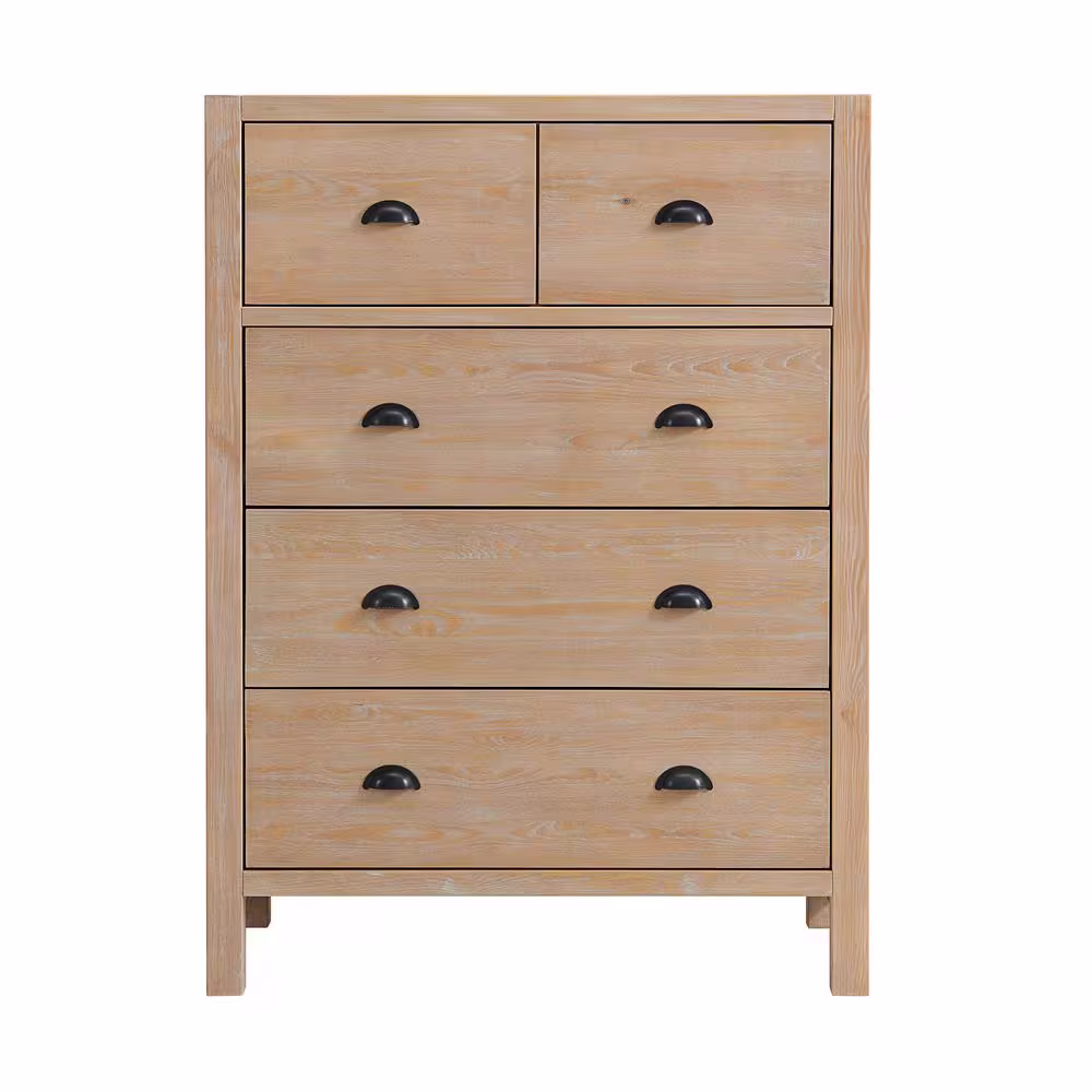 Alaterre Furniture Arden 5-Drawer Wood Chest in Light Driftwood (36 in. W x 18 in. D x 48 in. H