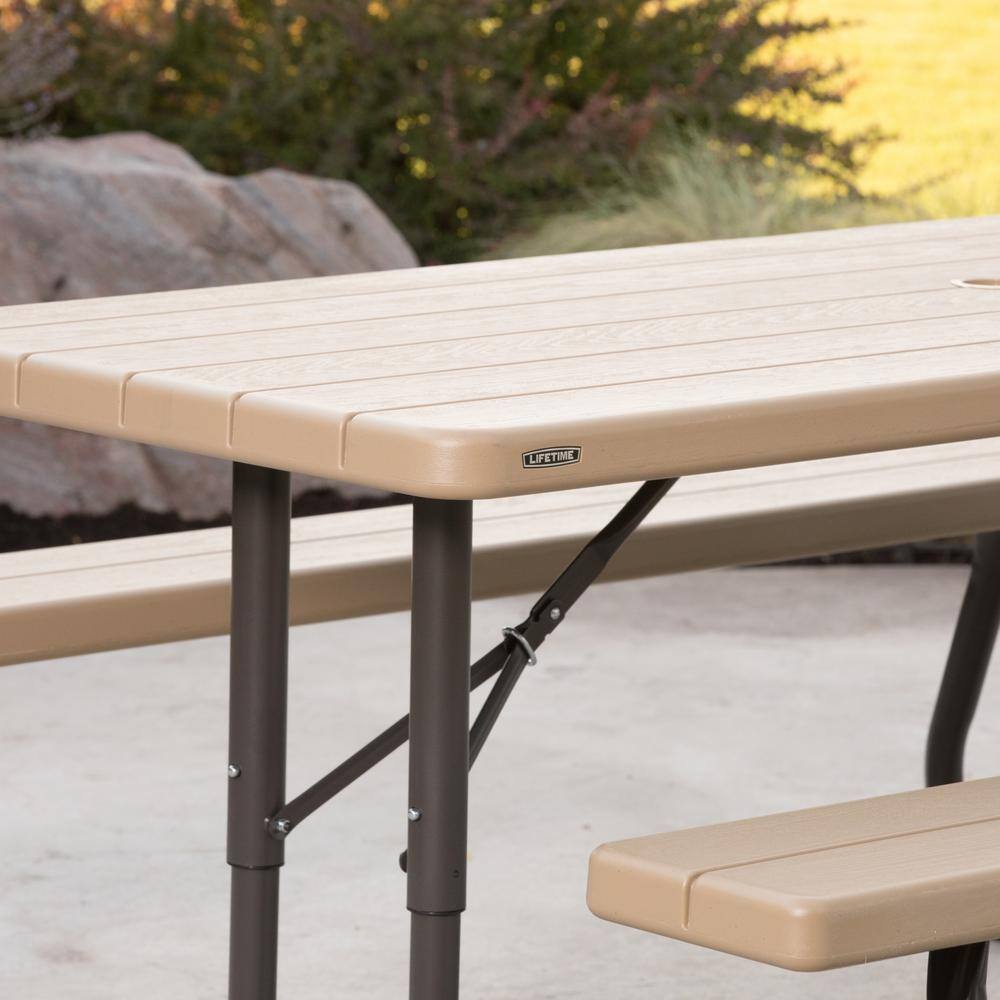 Lifetime 6 ft. Folding Picnic Table: Heather Beige