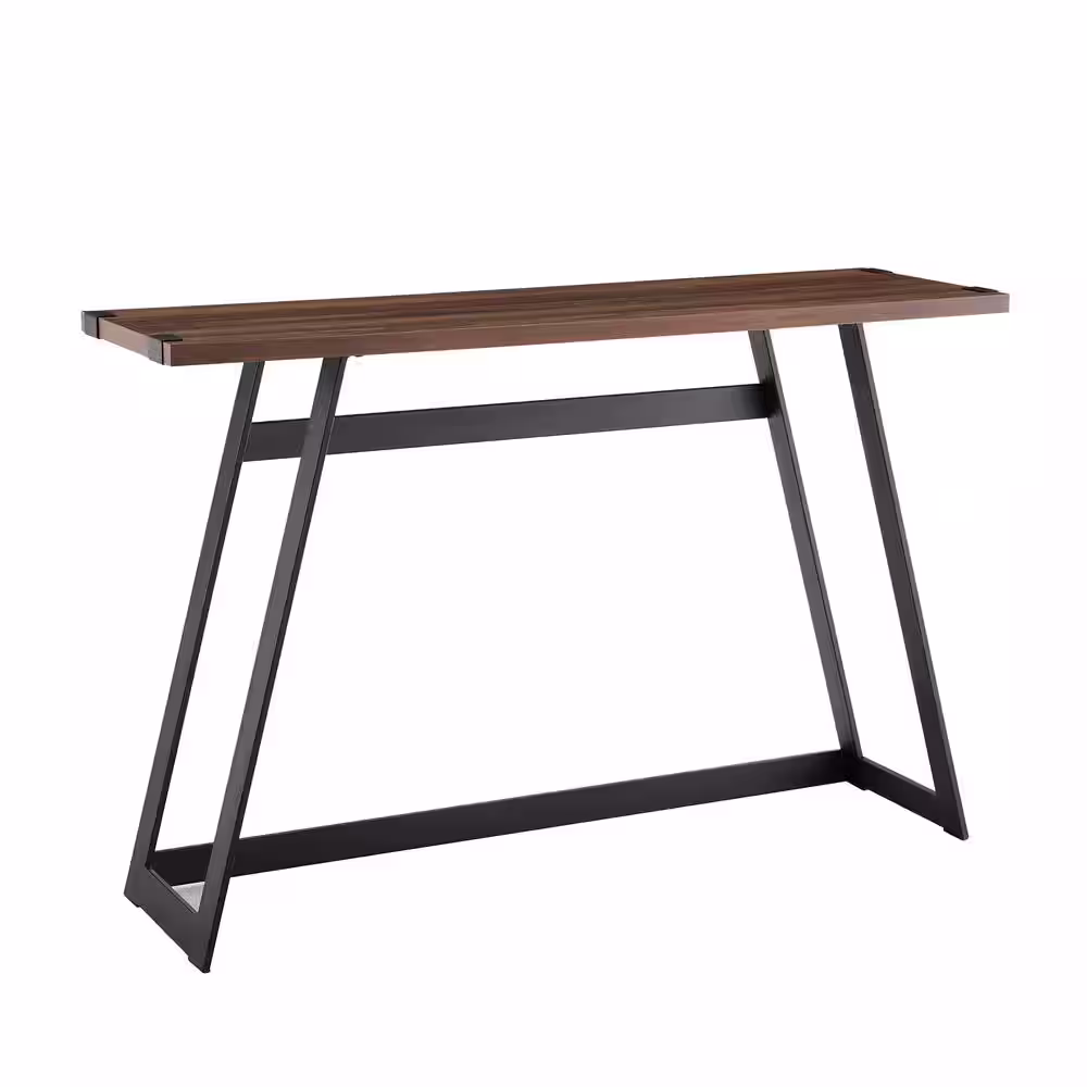 Walker Edison Furniture Company 46 in. Dark Walnut/Black Standard Rectangle Composite Console Table