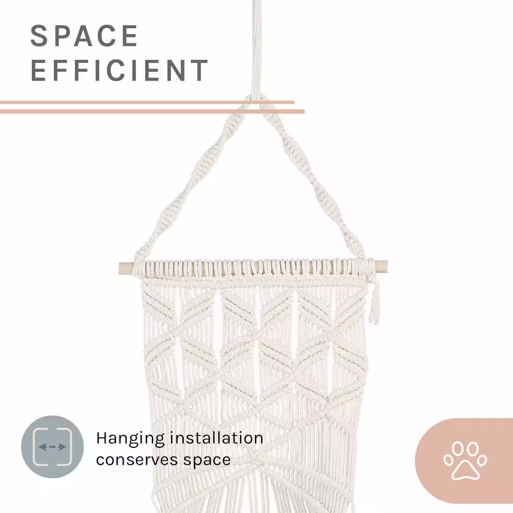 None Lucy White Macrame Cat Tree