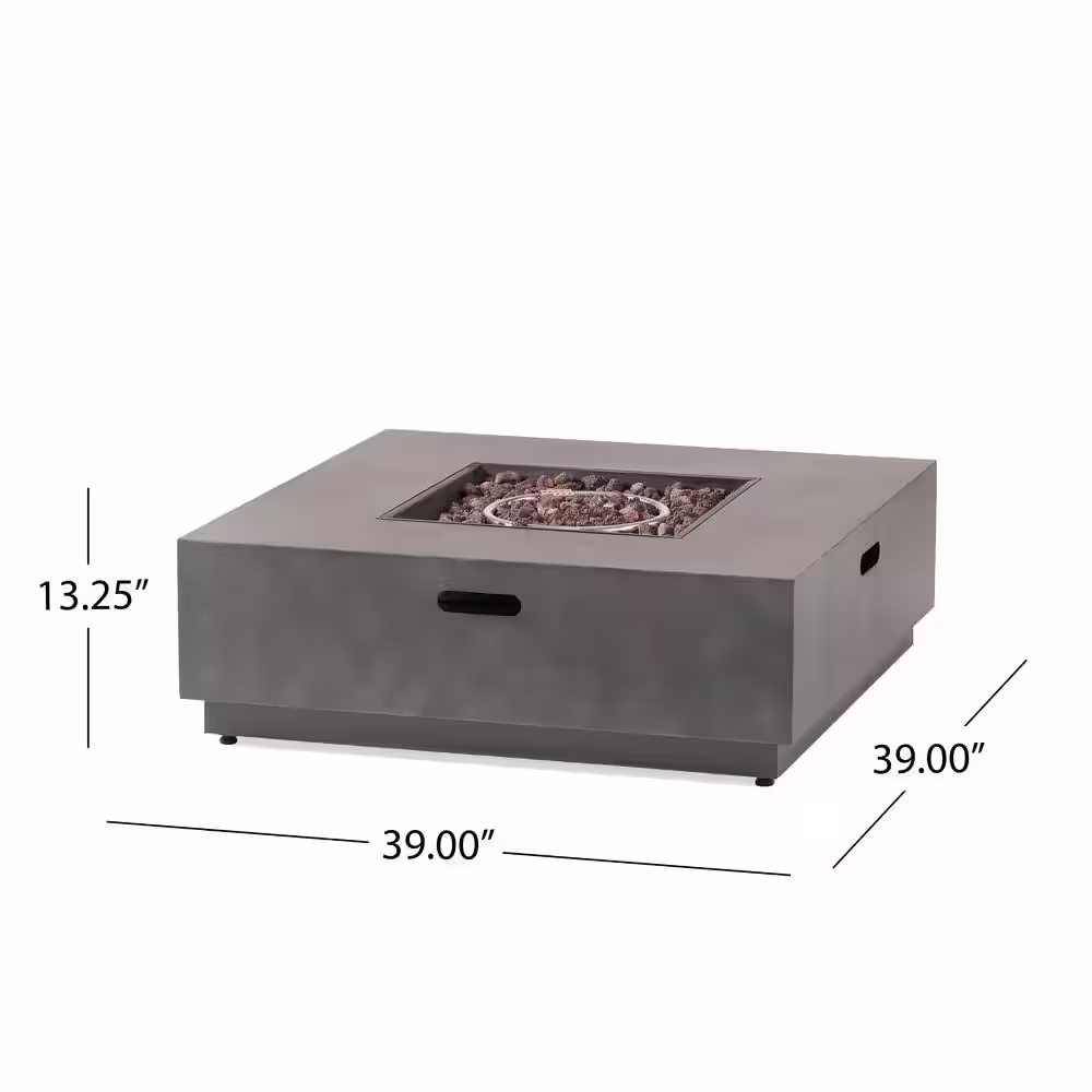 Noble House Reign Concrete Square Metal Fire Pit (No Tank Holder)
