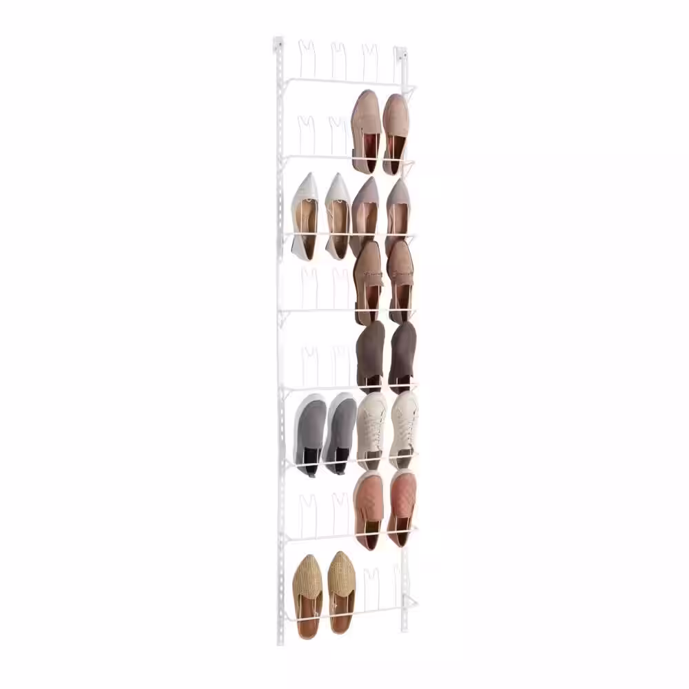 Everbilt 77.50 in. H 16-Pair White Steel Hanging Shoe Organizer