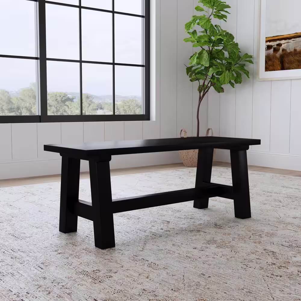 HOMESTYLES Trestle Black Backless Dining Bench 45.5 in.