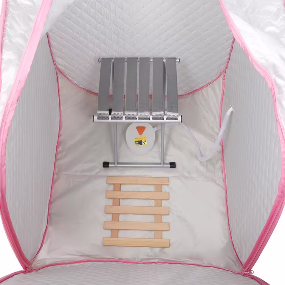 None 1-Person Half body Gray Steam Sauna with Foldable Chair