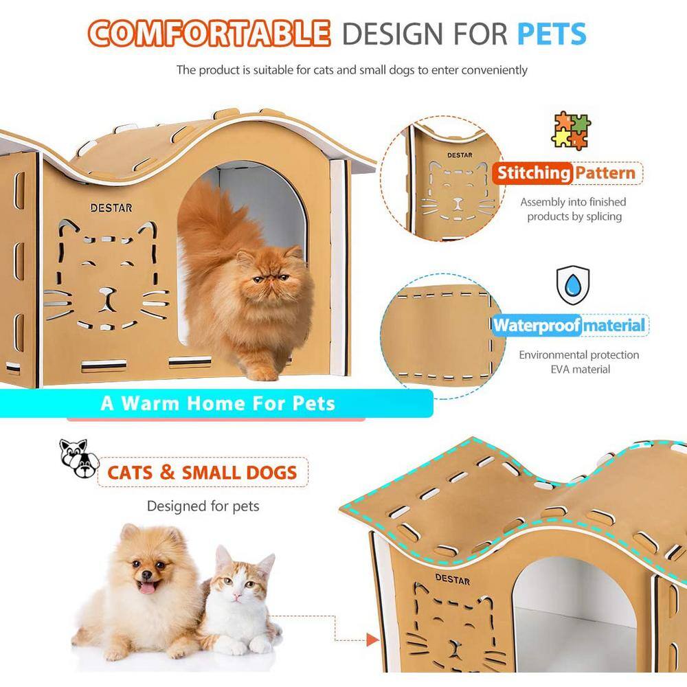 VIVOHOME 15.7 in. Waterproof EVA Cat House with Wavy Roof
