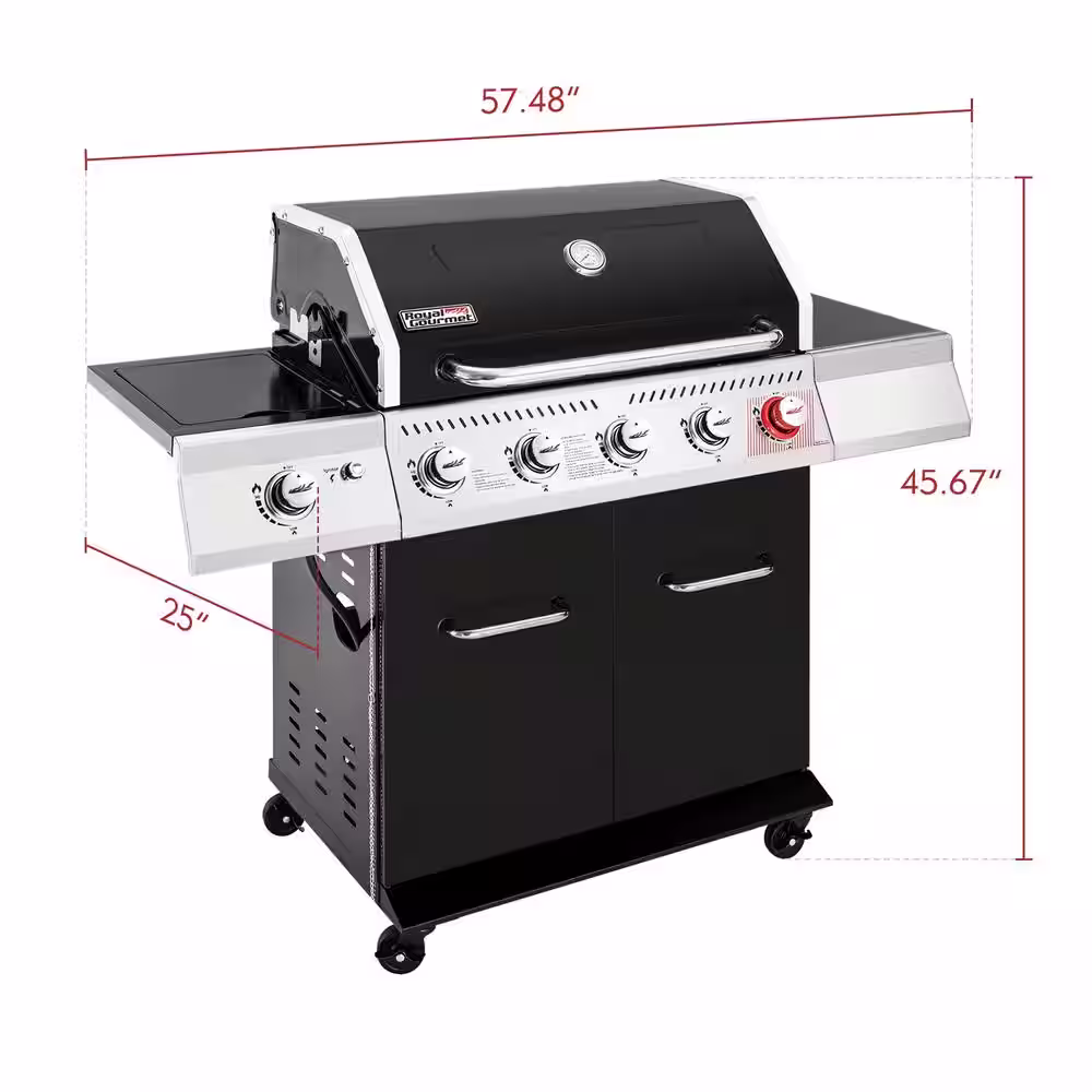 Royal Gourmet Deluxe 5-Burner propane Gas Grill and 1 side burner with Rotisserie Kit