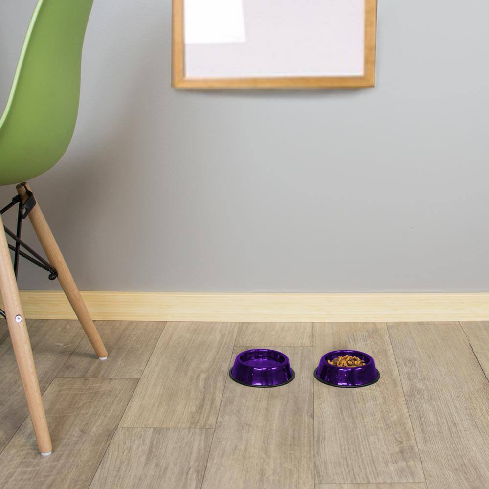 Platinum Pets 1 Cup Stainless Steel Embossed Non-Tip Cat Bowl in Purple