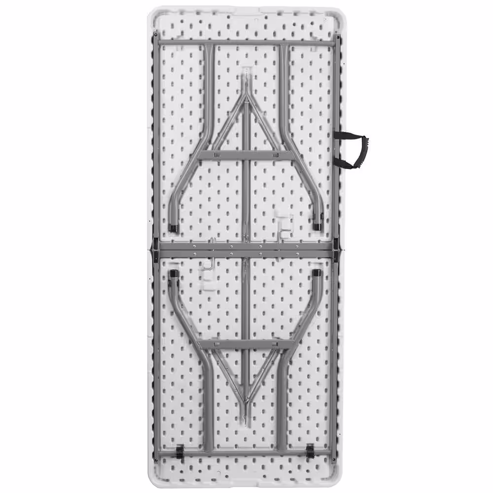 Carnegy Avenue 72 in. Granite White Plastic Tabletop Metal Frame Folding Table
