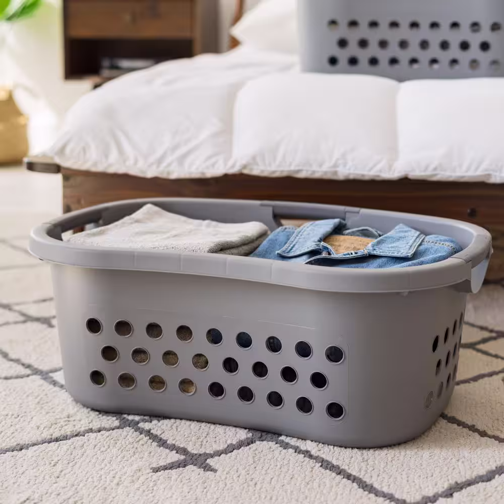 None Hip Hamper Laundry Baskek in Gray/Dark Gray (2-Pack)
