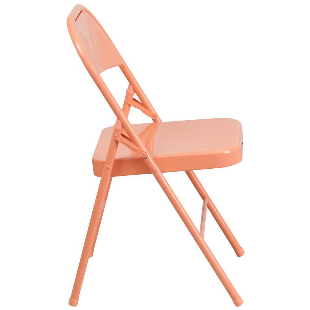 Flash Furniture Sedona Coral Frame Metal Folding Chair (2-Pack)