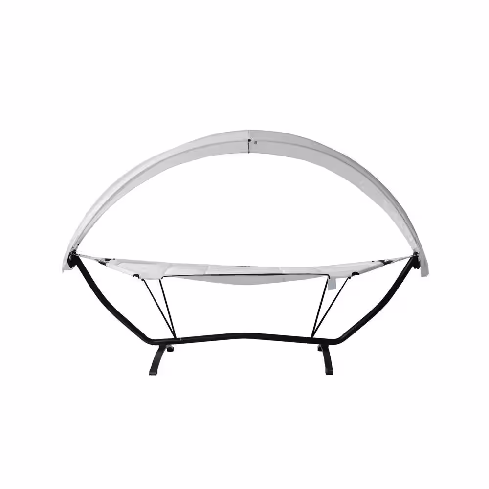 Island Retreat 8.925 ft. Sea Breeze Luxury Steel Frame Lounger Hammock Bed with Canopy