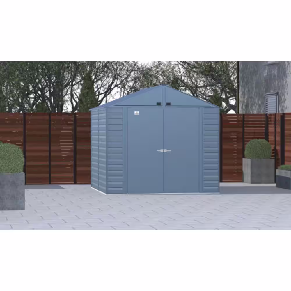 Arrow Select 8 ft. W x 8 ft. D Blue Grey Metal Shed 59 sq. ft.