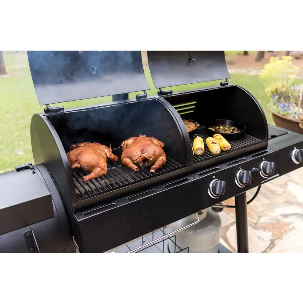 OKLAHOMA JOE'S Longhorn Combo 3-Burner Charcoal and Gas Smoker Grill in Black with 1,060 sq. in. Cooking Space