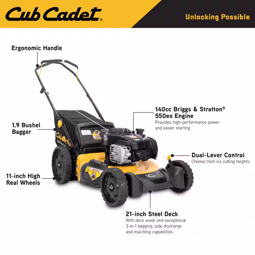 Cub Cadet 21 in. 140cc Briggs And Stratton Engine 3-in-1 Gas Walk Behind Push Lawn Mower