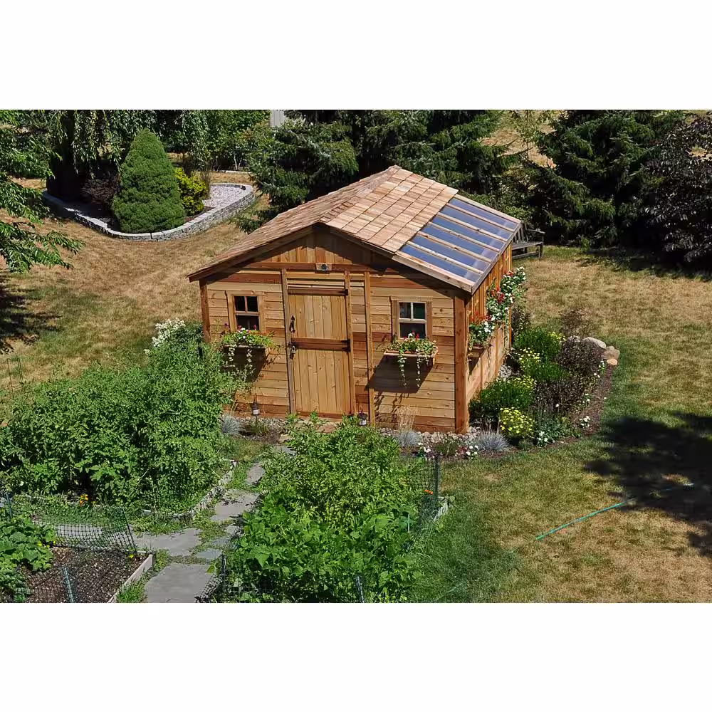 Outdoor Living Today Sunshed 12 ft. x 12 ft. Western Red Cedar Garden Shed