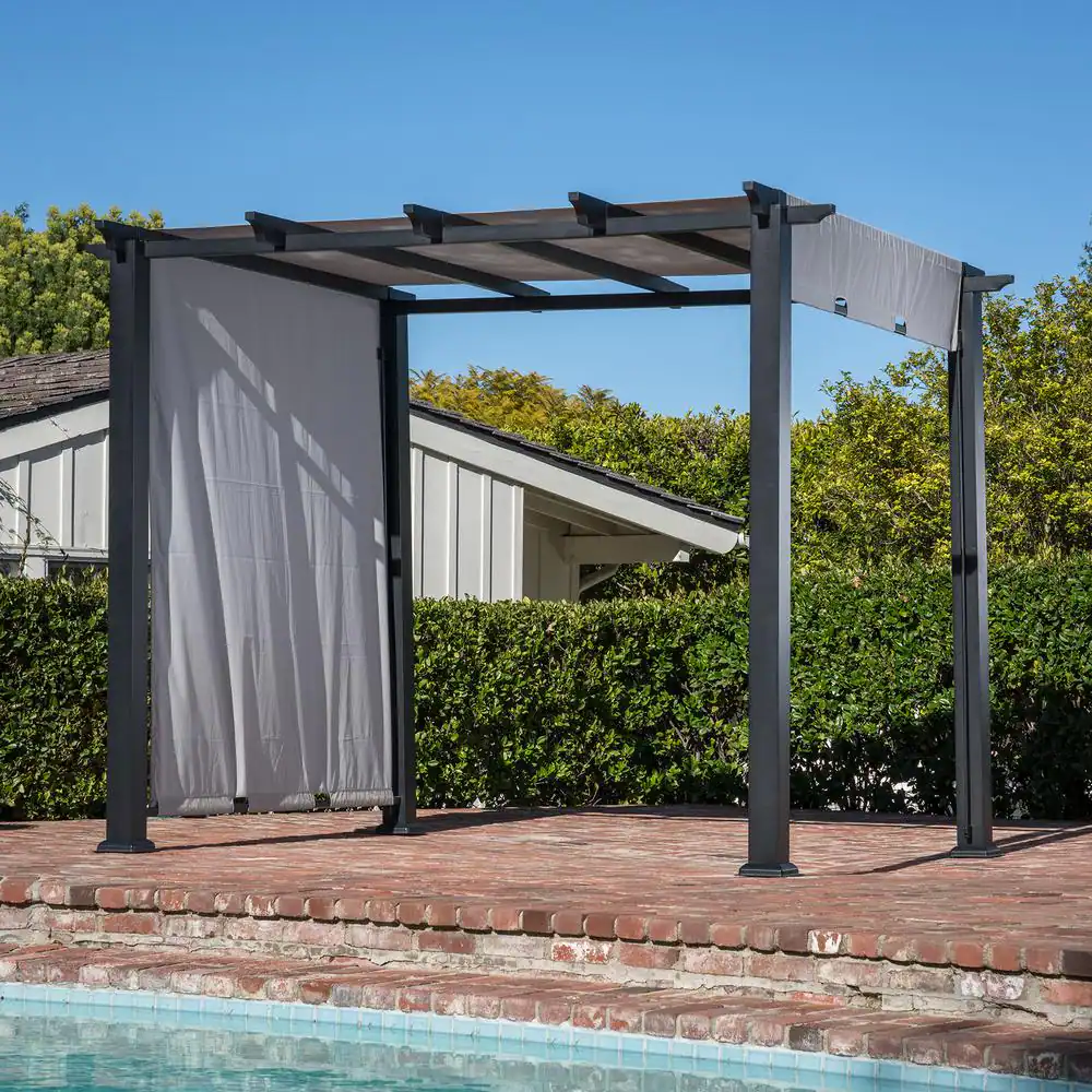 Hanover 8 ft. x 10 ft. Metal Pergola with an Adjustable Gray Canopy